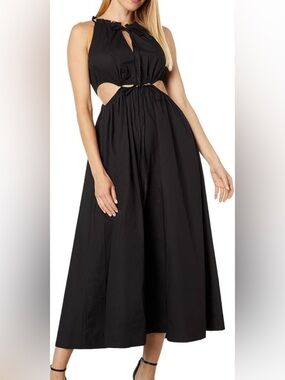 Moon River Black Cut Out Midi Dress